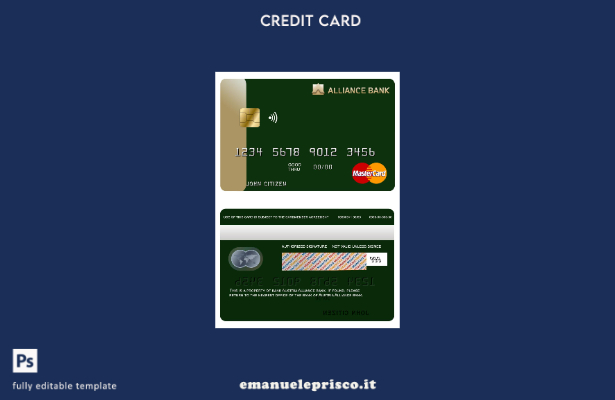 modello di carta mastercard bancaria Austria Alliance in stile verificato